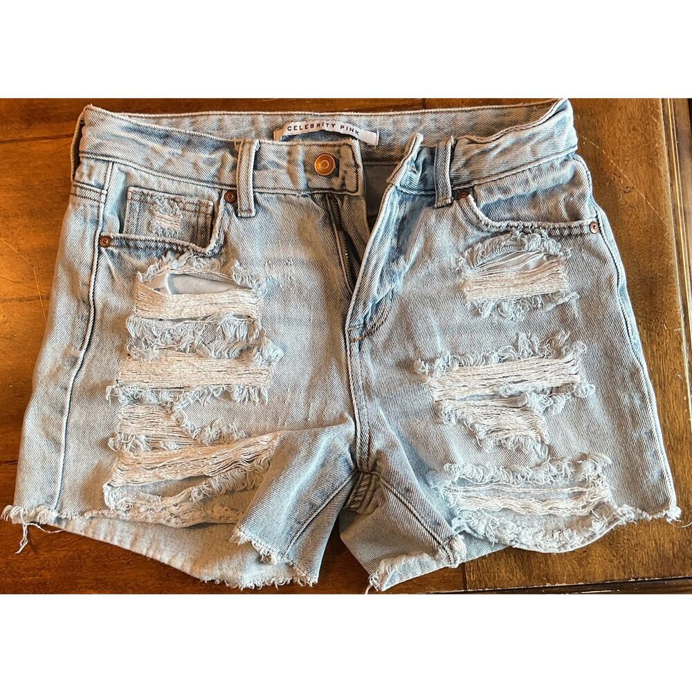 Celebrity Pink Cut Off Denim Shorts Women Size 1/25 Distressed Milan Wash